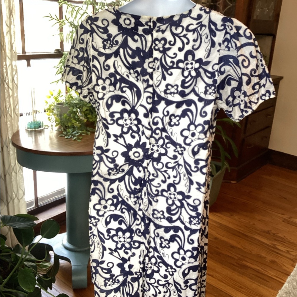 JTB Elegant Floral Navy and White Midi Dress LNWOT Size 18 - Picture 8 of 11